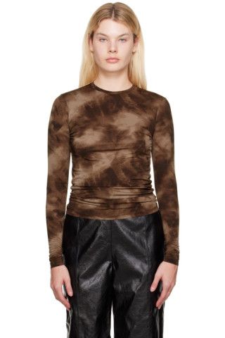 Brown Tie-Dye Long Sleeve T-Shirt | SSENSE