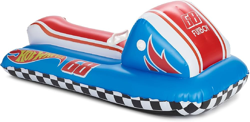 FUNBOY & Hot Wheels 50" Kids Inflatable Skimobile Winter Snow Sled, 1-2 Riders with Grooved Rubbe... | Amazon (US)