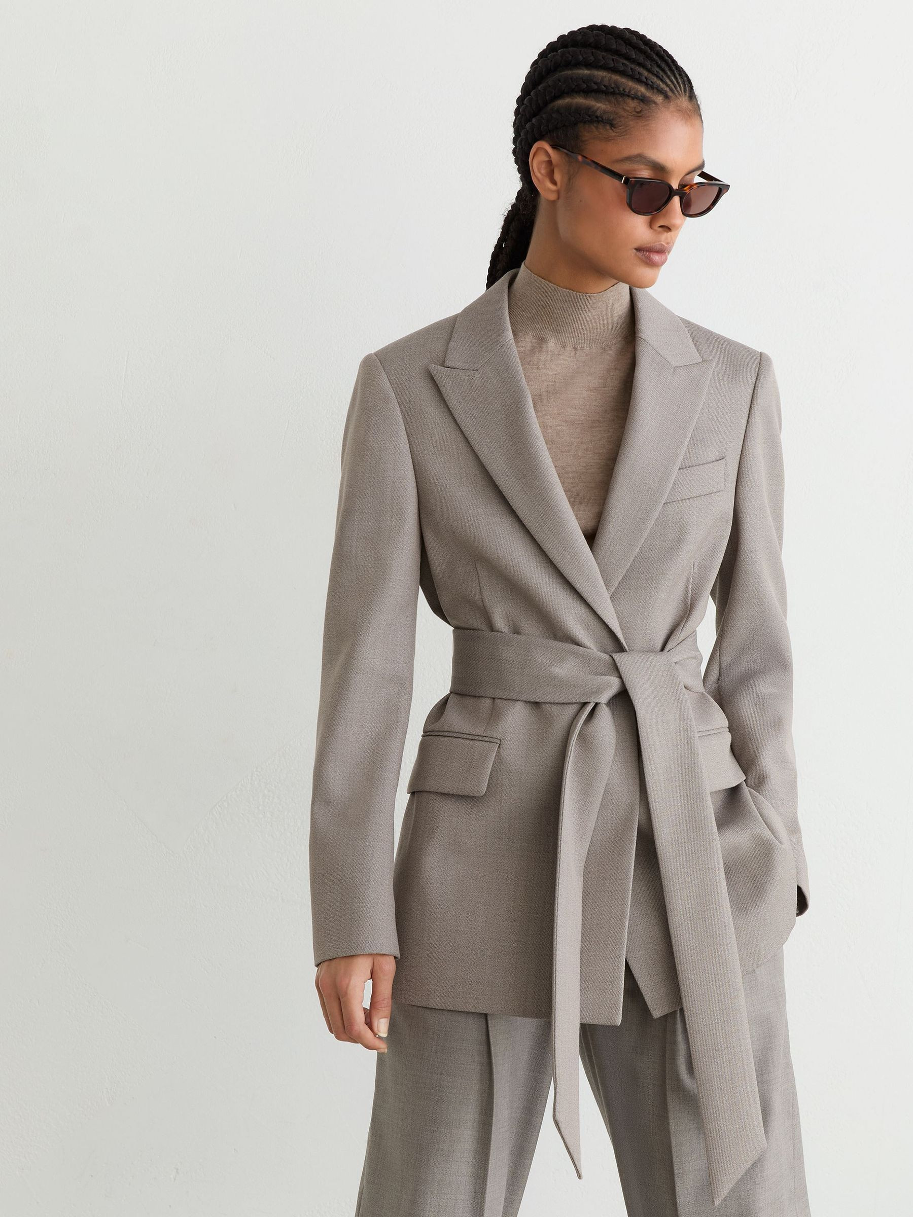 Wool-Blend Single-Breasted Belted Blazer | Reiss UK