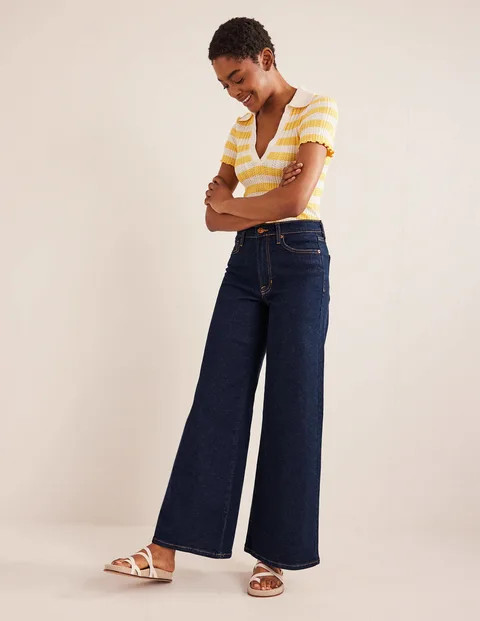 High Rise Wide Leg Jeans - Indigo | Boden UK | Boden (UK & IE)