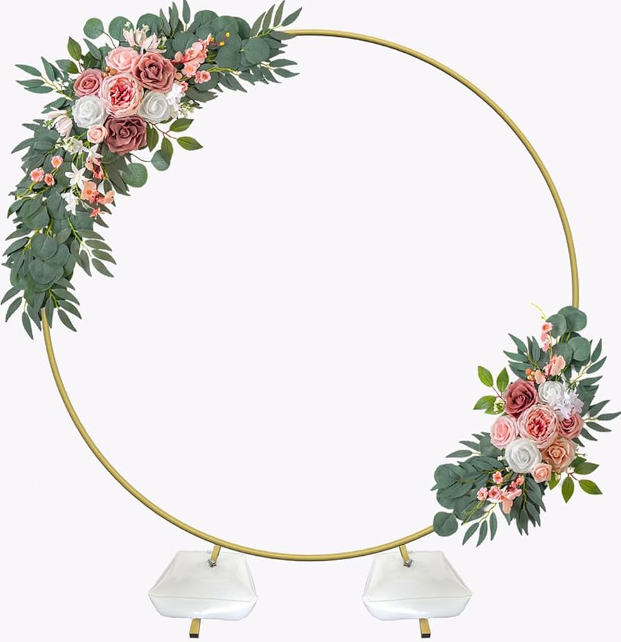 7 Ft Round Wedding Arch for Ceremony Metal Balloon Arch Stand with Two Water Bags for Party Decor... | Amazon (US)