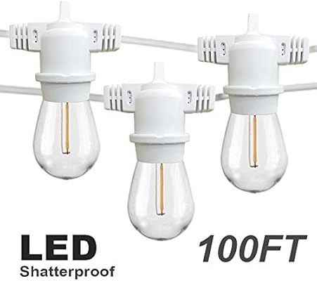 YVETTE Outdoor LED String Lights, 100Ft Waterproof String Light, ETL Listed 33 E26 Sockets and 34... | Amazon (US)