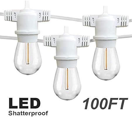 YVETTE Outdoor LED String Lights, 100Ft Waterproof String Light, ETL Listed 33 E26 Sockets and 34... | Amazon (US)
