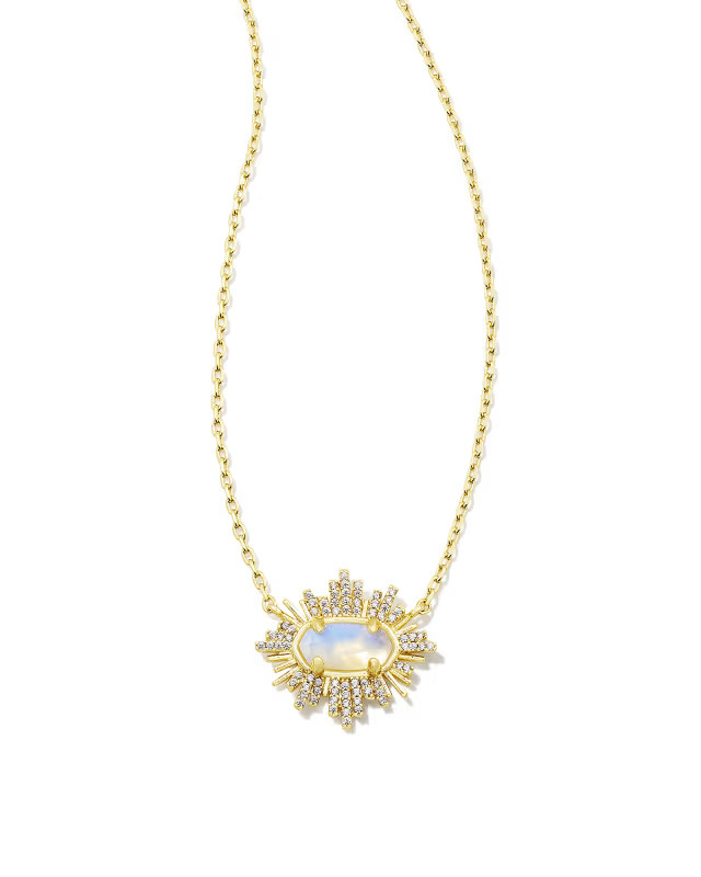Grayson Gold Sunburst Frame Short Pendant Necklace in Iridescent Opalite Illusion | Kendra Scott | Kendra Scott