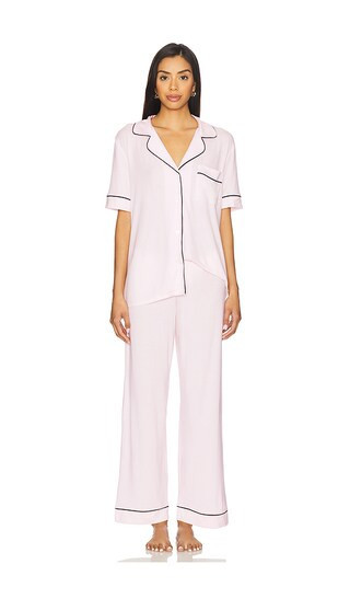 eberjey Gisele Short Sleeve Long Pj Set in Blush. - size S | Revolve Clothing (Global)
