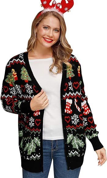 For G and PL Womens Christmas Cardigan Winter Ugly Sweater | Amazon (US)