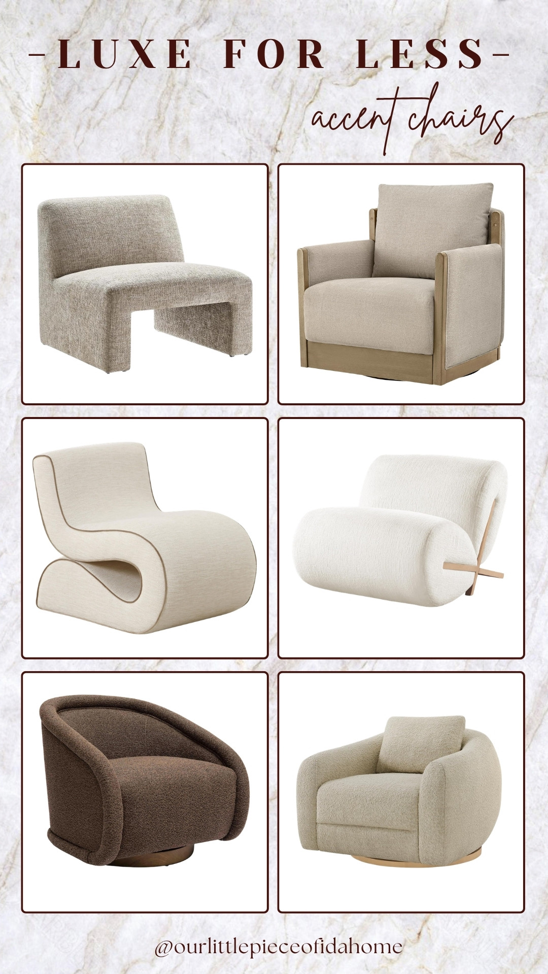 I’m always looking for accent chairs that feel elevated and custom without the high designer price tag, and these are some of my favorite luxe-for-less finds right now. The shapes, textures, and warm neutral tones make a space feel instantly more layered and refined.

I love mixing sculptural seating like this into living rooms, bedrooms, and reading corners to create a softer, collected look that still feels timeless.
@Amazon 

 #LTKU #LTKHome #LTKSaleAlert