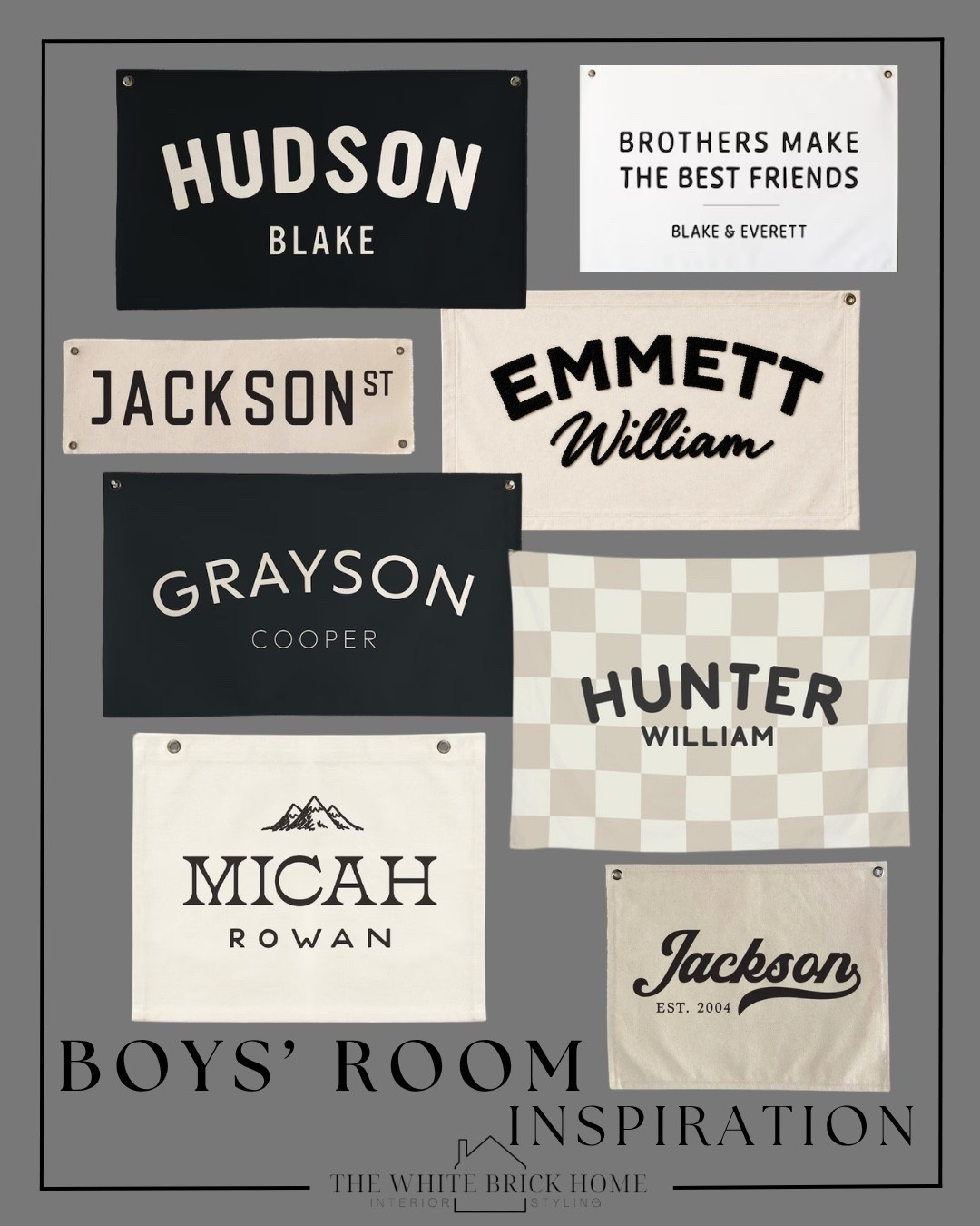 These wall flags are such a fun way to add a touch of personality and charm to a boys bedroom - these wall flags are great for above a bed or dresser in a boys bedroom!

Boys room, boys bedroom, kids room, kids bedroom, boys room wall flags, boys room wall art, boys room design, boys room decor, wall flag, personalized wall flag, Etsy wall flag, shared boys room, shared kids bedroom, boys room decor, boys room ideas, kids room, playroom, playroom decor, home decor, etsy

#LTKHome #LTKKids #LTKSaleAlert