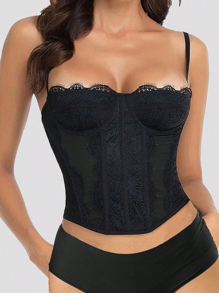 1pc Lace Bustier Corset Tops For Women Sexy Going Out Party Club Top With Buckle, Suitable For We... | SHEIN