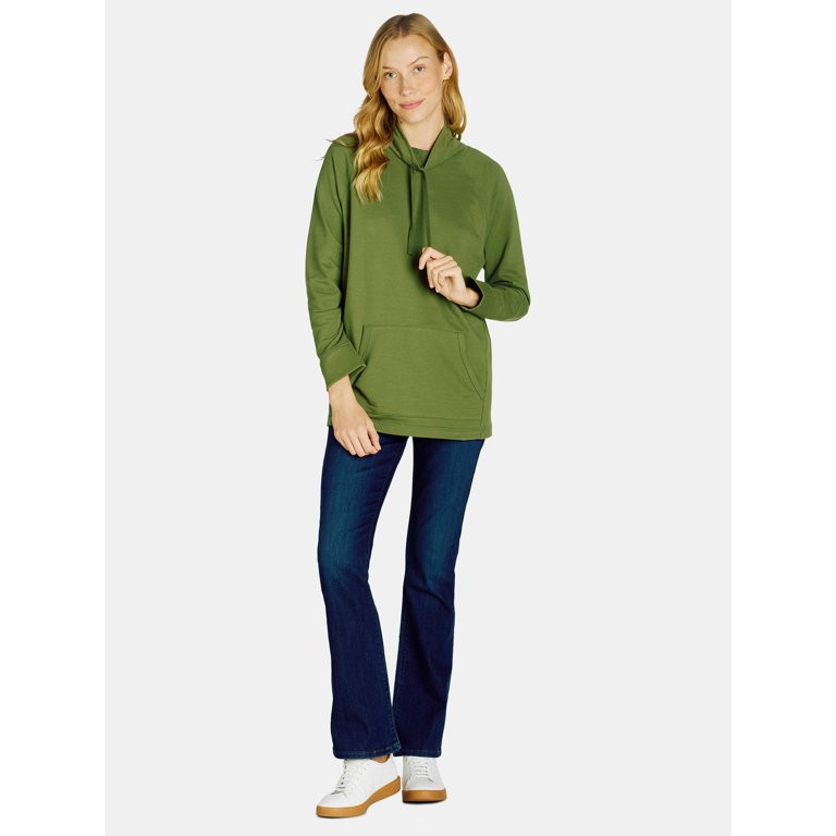 Time and Tru Women's Cowl Neck Tunic Sweatshirt, Sizes S-XXXL | Walmart (US)