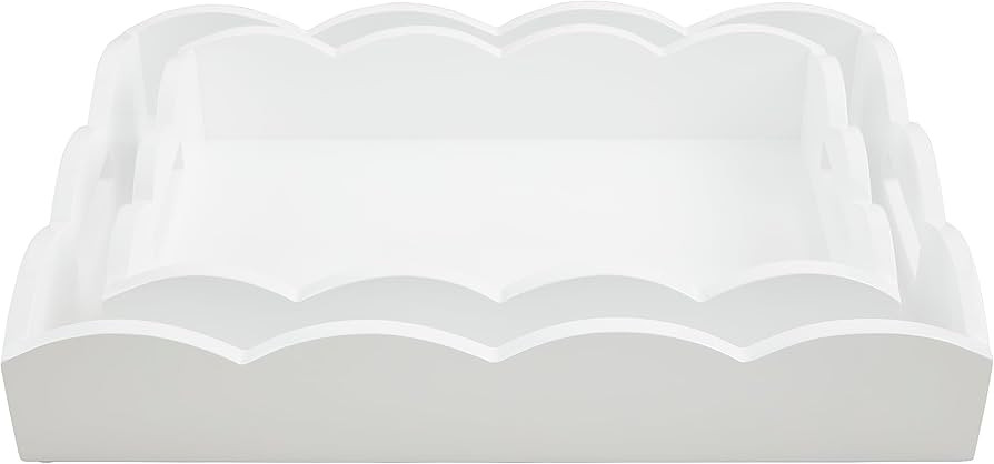 Mud Pie Nested Lacquer Trays, large: 18" x 13" Small: 15" x 10", WHITE | Amazon (US)