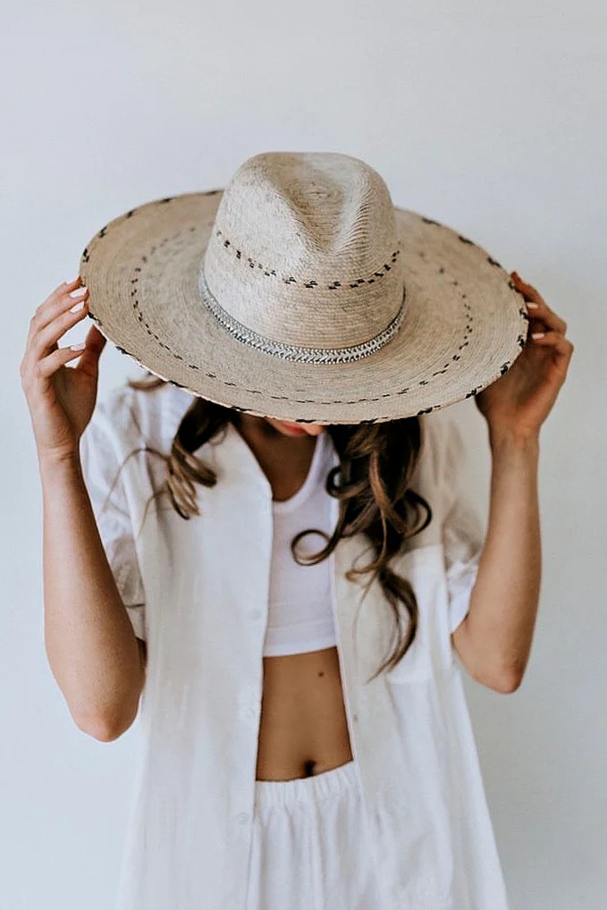 "AS SEEN ON MICHELLE from VB!! The Isla Bonita Pressed Palm Straw Hat- Pre Order | Glitzy Bella