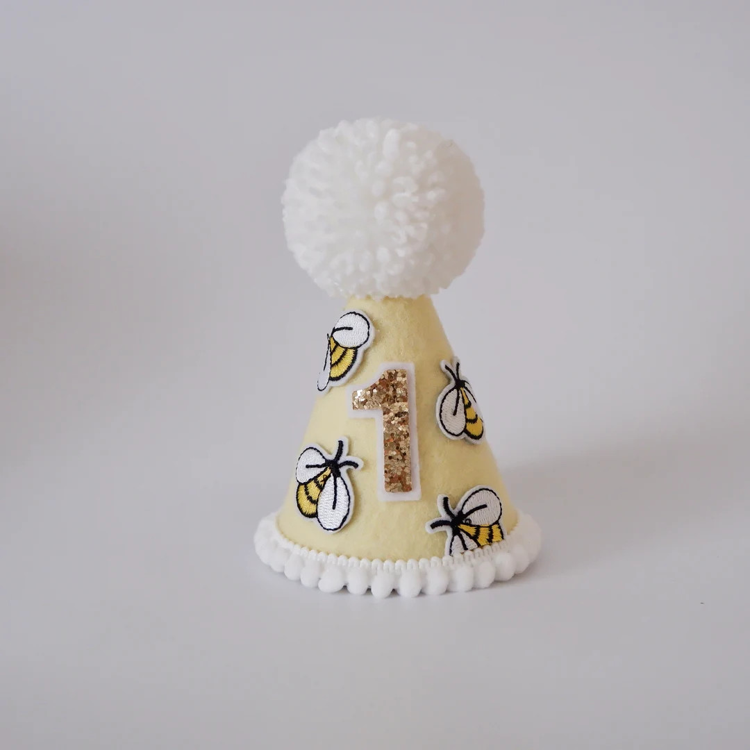 First Bee Day Party Hat Bee Day Birthday Hat Birthday Party Hat Party Hat Cake Smash Bee Day - Et... | Etsy (US)