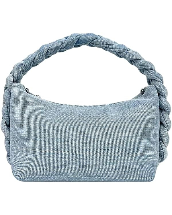 Women’s Denim Purse Vintage Jean Purse Woven Top Handle Handbags Lightweight Designer Crossbody... | Amazon (US)