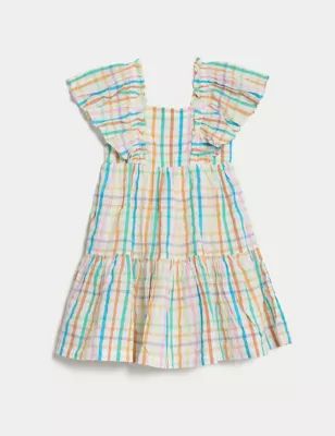 Pure Cotton Checked Tiered Dress (2-8 Yrs) | M&S Collection | M&S | Marks & Spencer IE