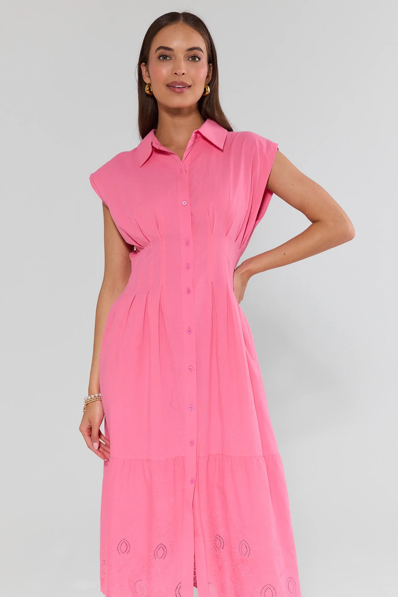 Olivia Pink Button Up Maxi Dress | Avara