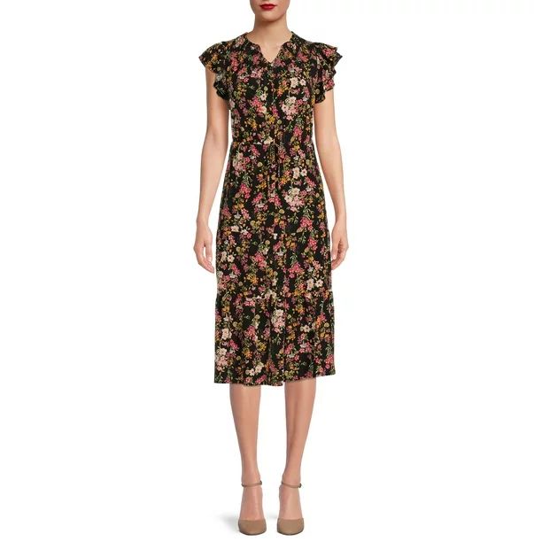 Time and Tru Women's Smocked Midi Dress | Walmart (US)