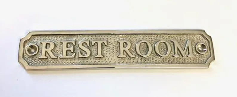 Rest Room Door Sign Available in Three Finishes - Nickel, Antique Bronze or Brass. Matching Screw... | Etsy (Global)