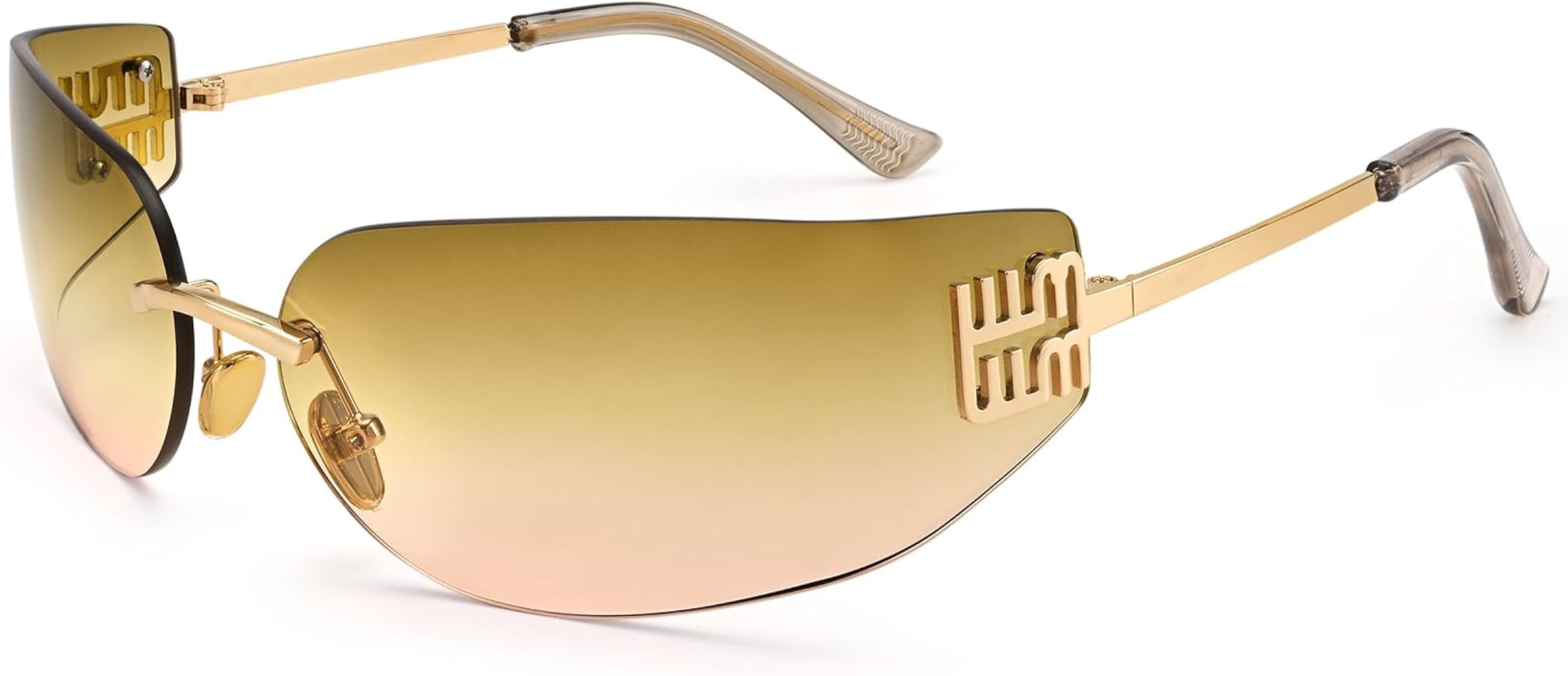 Rimless Y2K Wrap Around Sunglasses for Women Trendy Frameless Shield Rectangle Designer Frame Uv4... | Amazon (US)