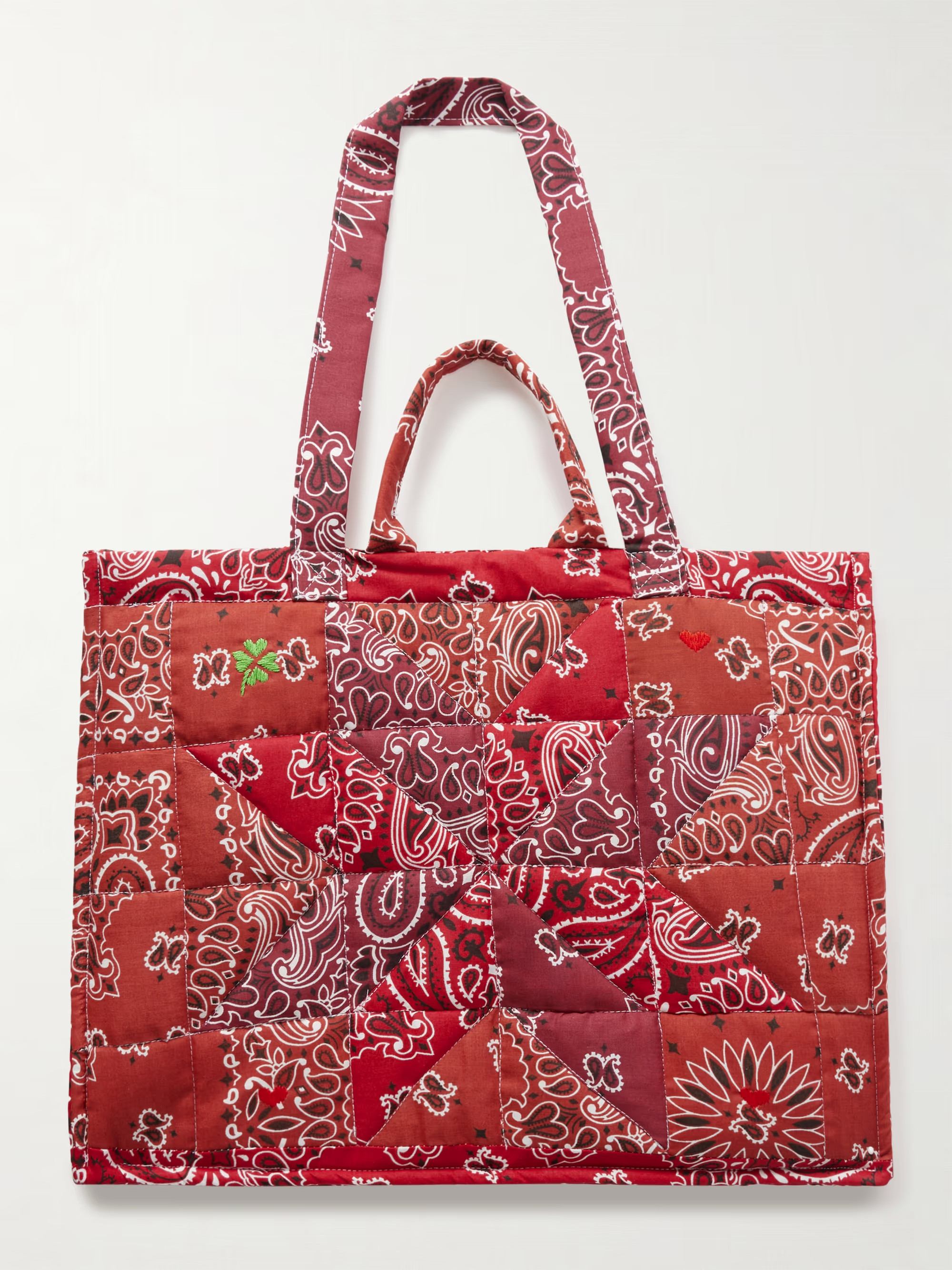Cabas maxi embroidered quilted patchwork printed cotton tote | NET-A-PORTER (US)