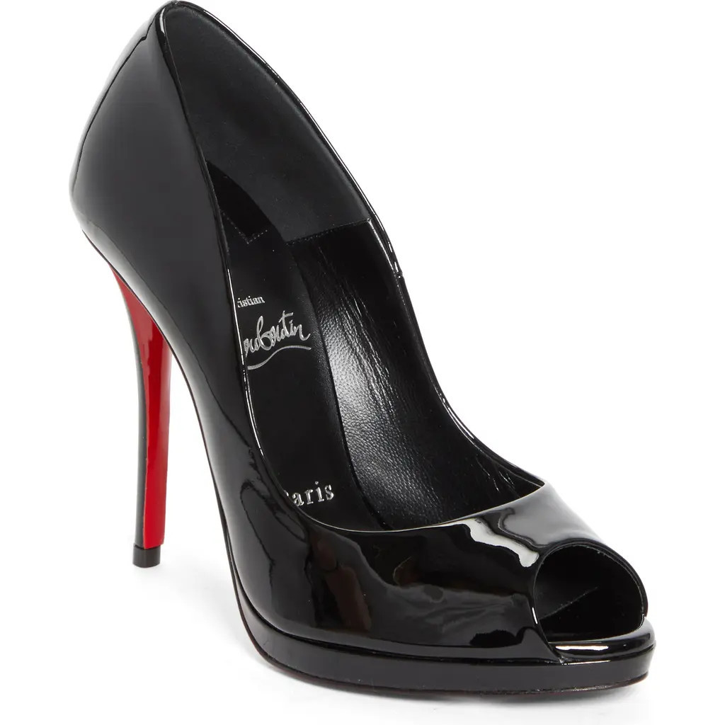 Christian Louboutin Lady Z Peep Toe Pump in Black/Black at Nordstrom, Size 10.5Us | Nordstrom