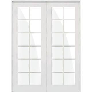 Krosswood Doors 60 in. x 96 in. Craftsman Shaker 12-Lite Right Handed MDF Solid Hybrid Core Doubl... | The Home Depot
