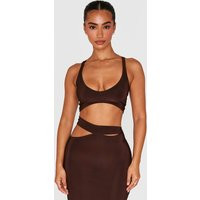 Petite Chocolate Slinky Strappy Crop Top | PrettyLittleThing US