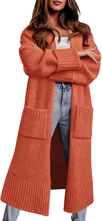 Danedvi Long Cardigan Sweaters for Women 2023 Fall Open Front Knit Oversized Cardigans Duster Coa... | Amazon (US)