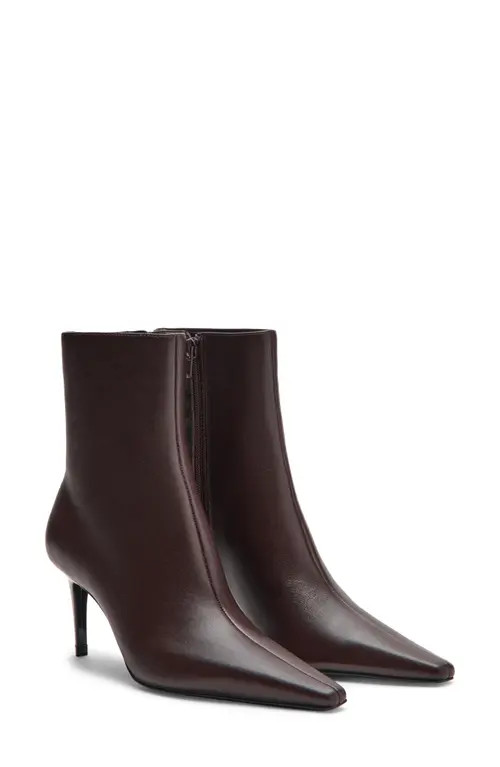 MANGO Katerina Pointed Toe Ankle Bootie in Dark Brown at Nordstrom, Size 9.5Us | Nordstrom