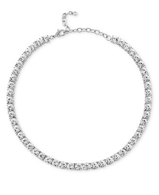 On 34th Silver-Tone Crystal Tennis-Style Collar Necklace, 15 | Macy's