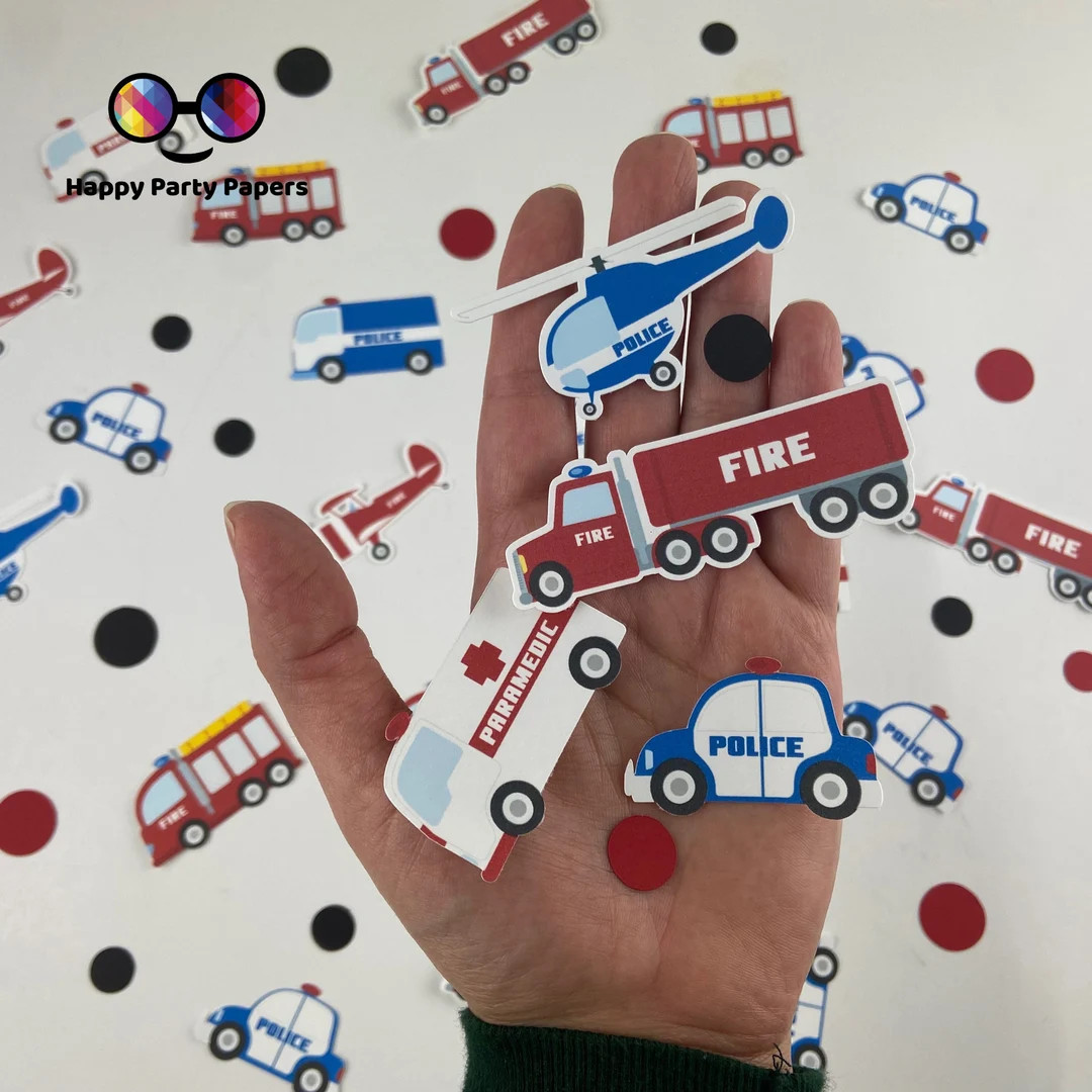 Emergency Vehicles Party Confetti, 100 Pieces, Police Party Decor, Police Car, Transportation Par... | Etsy (US)