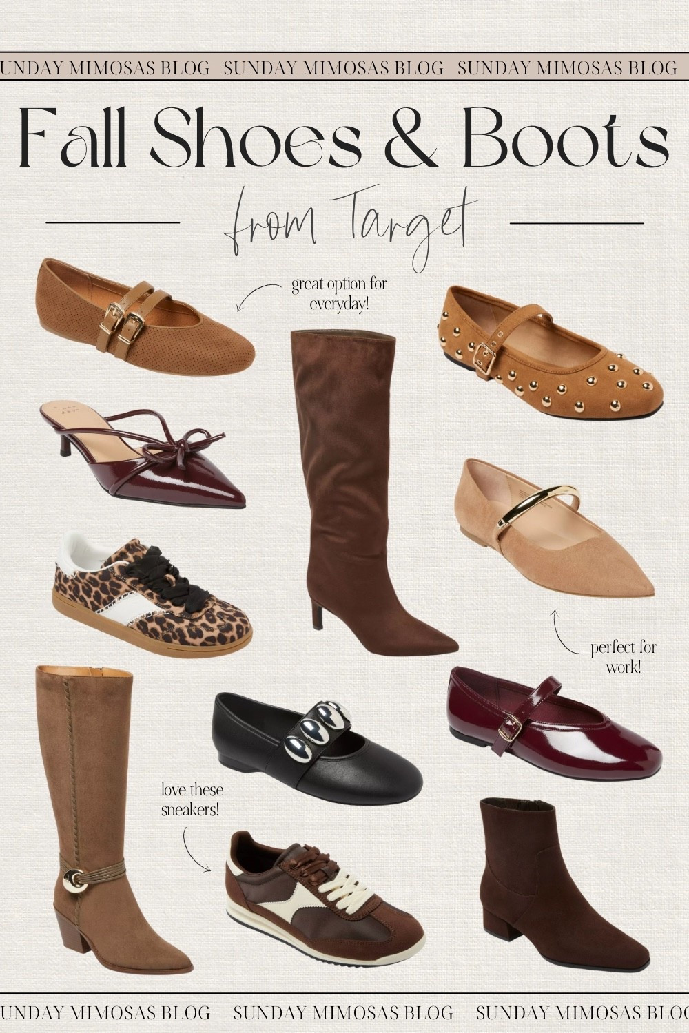 Fall Shoe Trends we’re loving! 🍂

Top trends right now:
•Ballet flats & Mary Jane’s
•sling-back heels, mules and flats
• neutral & colored sneakers 

Fall fashion, fall style, fall shoes, Target shoes, clogs, Birkenstocks, teacher shoes, knee high boots, chocolate brown sneakers, tall boots, colored sneakers, work shoes, fall 2025, fall outfits, Mary Jane shoes, studded ballet flats

#LTKShoeCrush #LTKSeasonal #LTKStyleTip