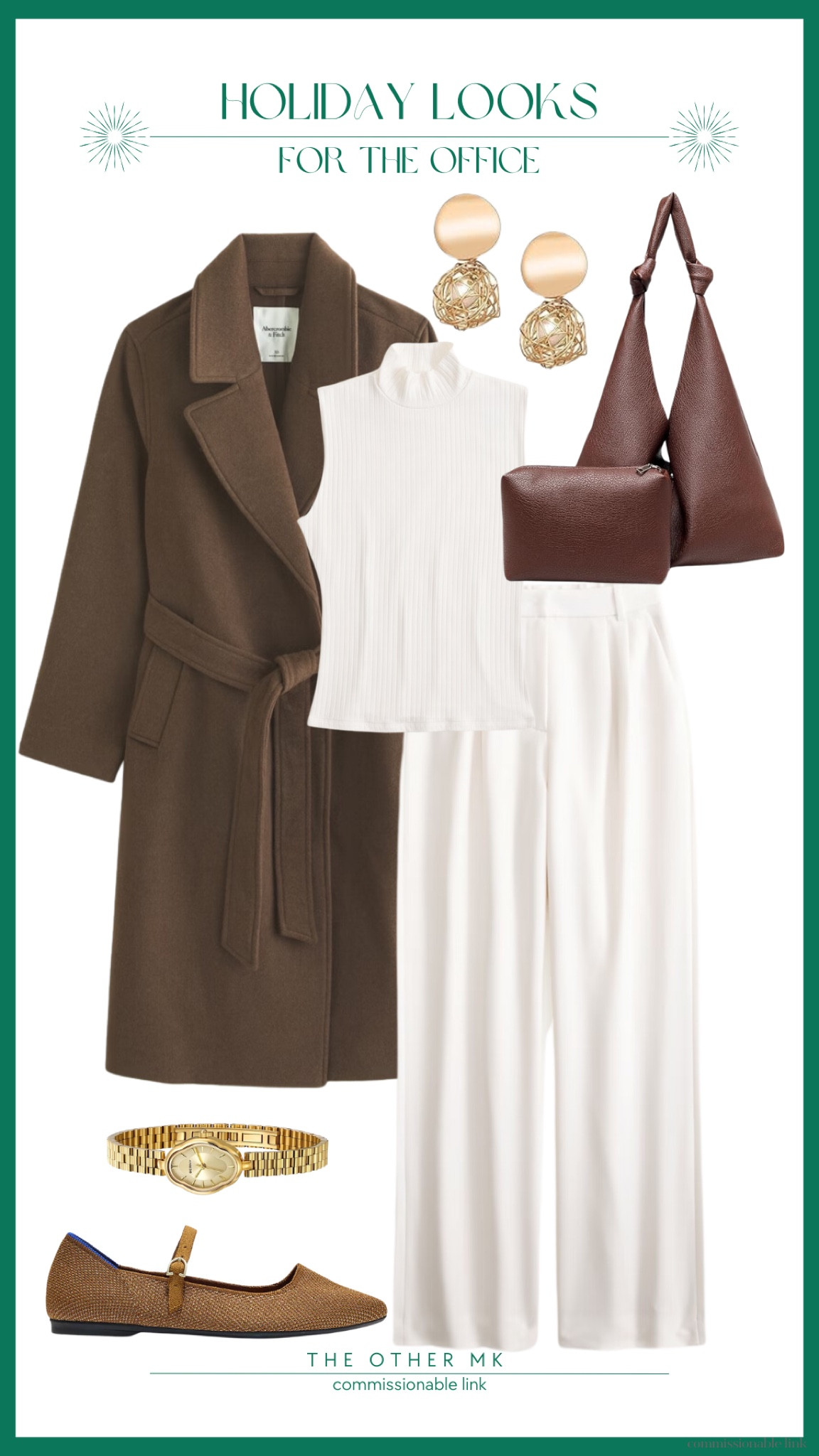 Holiday look for the office !! 

Brown coat, work outfit inspo, work wear, brown bag, gold accessories, holiday look 

#LTKWorkwear #LTKStyleTip #LTKSeasonal