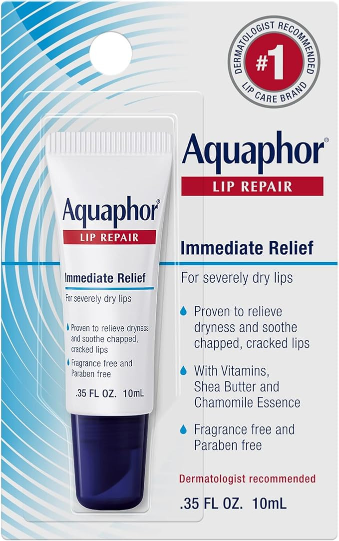 Aquaphor Lip Repair Ointment - Long-lasting Moisture to Soothe Dry Chapped Lips - .35 fl. oz. Tub... | Amazon (US)