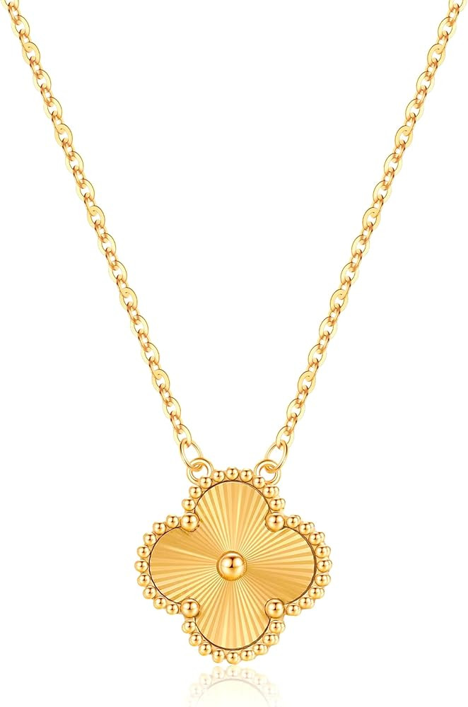 18K Gold Plated Four Leaf Clover Necklace for Women - Lucky Clover Pendant, Simple and Dainty Jew... | Amazon (US)