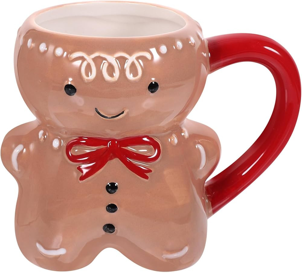 Baluue Christmas Gingerbread Man Coffee Mug, Xmas Character Ceramic Gingerbread Man Mugs 3d Tea C... | Amazon (US)