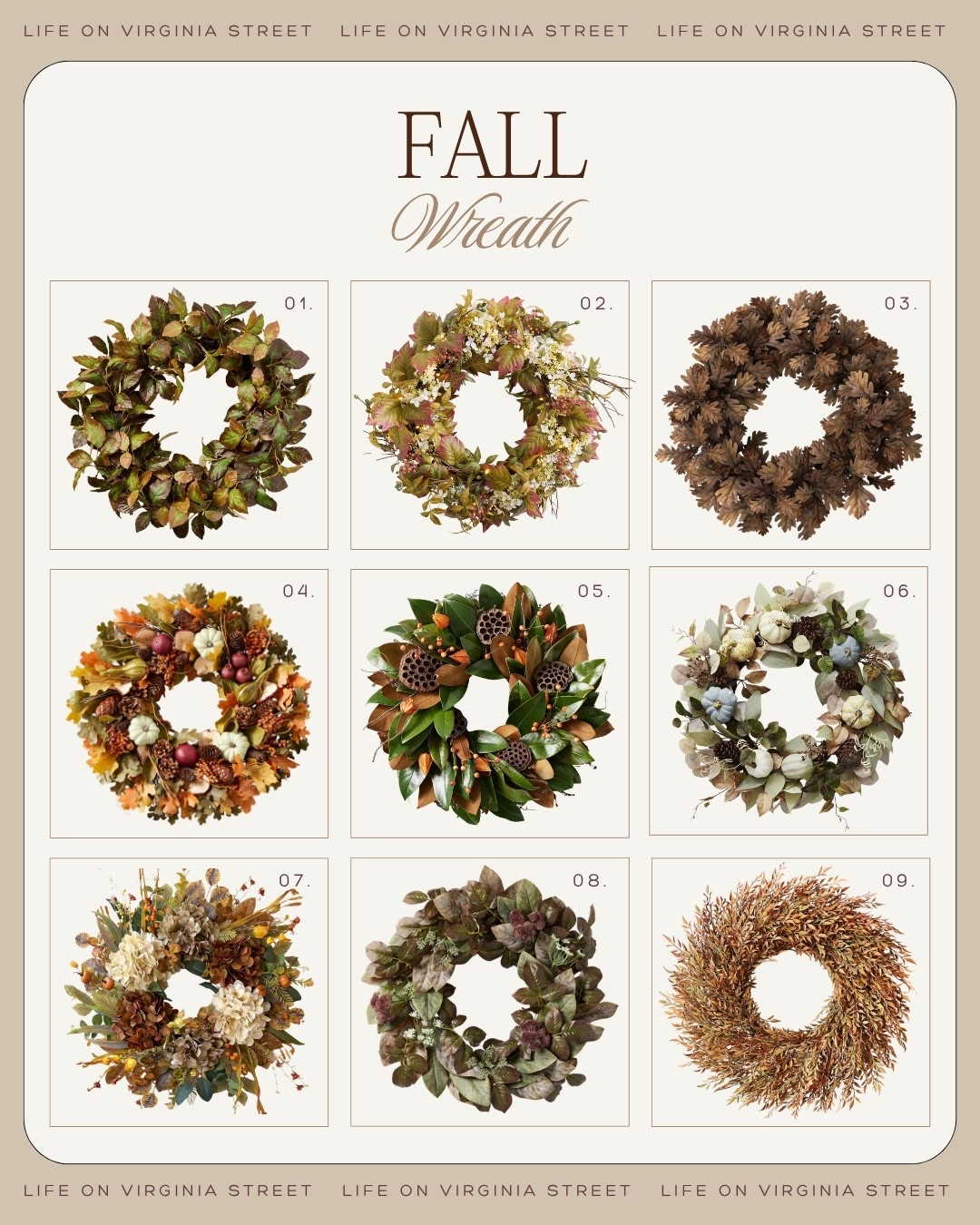 Fall wreaths! 😍

fall wreaths, autumn wreaths, fall door wreaths, fall front door wreath, autumn door wreath, fall foliage wreath, fall floral wreath, fall leaf wreath, fall berry wreath, fall branch wreath, fall eucalyptus wreath, fall hydrangea wreath, fall wildflower wreath, fall fern wreath, fall oak leaf wreath, fall maple leaf wreath, fall pumpkin wreath, fall gourd wreath, fall pinecone wreath, fall wheat wreath, dried fall wreath, preserved fall wreath, faux fall wreath, artificial fall wreath, realistic fall wreath, oversized fall wreath, large fall wreath, outdoor fall wreath, indoor fall wreath, fall wreath for front door, fall porch decor, fall entryway decor, fall home decor, autumn home decor, fall decorating ideas, fall front porch decor, fall mantel decor, fall living room decor, fall dining room decor, fall centerpiece, fall table centerpiece, neutral fall wreath, warm neutral fall wreath, moody fall wreath, elegant fall wreath, elevated fall wreath, sophisticated fall wreath, timeless fall wreath, traditional fall wreath, vintage inspired fall wreath, organic fall wreath, natural fall wreath, minimalist fall wreath, English country fall decor, cottage fall decor, designer inspired fall decor, amber wreath, burgundy wreath, oxblood wreath, rust wreath, terracotta wreath, caramel wreath, brown fall wreath, olive green wreath, sage green wreath, aubergine wreath, jewel tone wreath, cream fall wreath, white pumpkin wreath, golden foliage wreath, dried flower wreath, dried grass wreath, grapevine wreath, twig wreath, botanical wreath, velvet ribbon wreath, fall wreath with ribbon, fall wreath with berries, fall wreath with pumpkins, fall wreath with pinecones, fall wreath with hydrangeas, fall wreath with eucalyptus, fall wreath with dried florals, Thanksgiving wreath, harvest wreath, early fall decor, fall home refresh, cozy fall home, seasonal home decor, autumn decorating ideas, McGee and Co inspired, Pottery Barn inspired, Anthropologie inspired, Terrain inspired, designer fall decor, fall 2026 decor

#LTKHome #LTKSeasonal