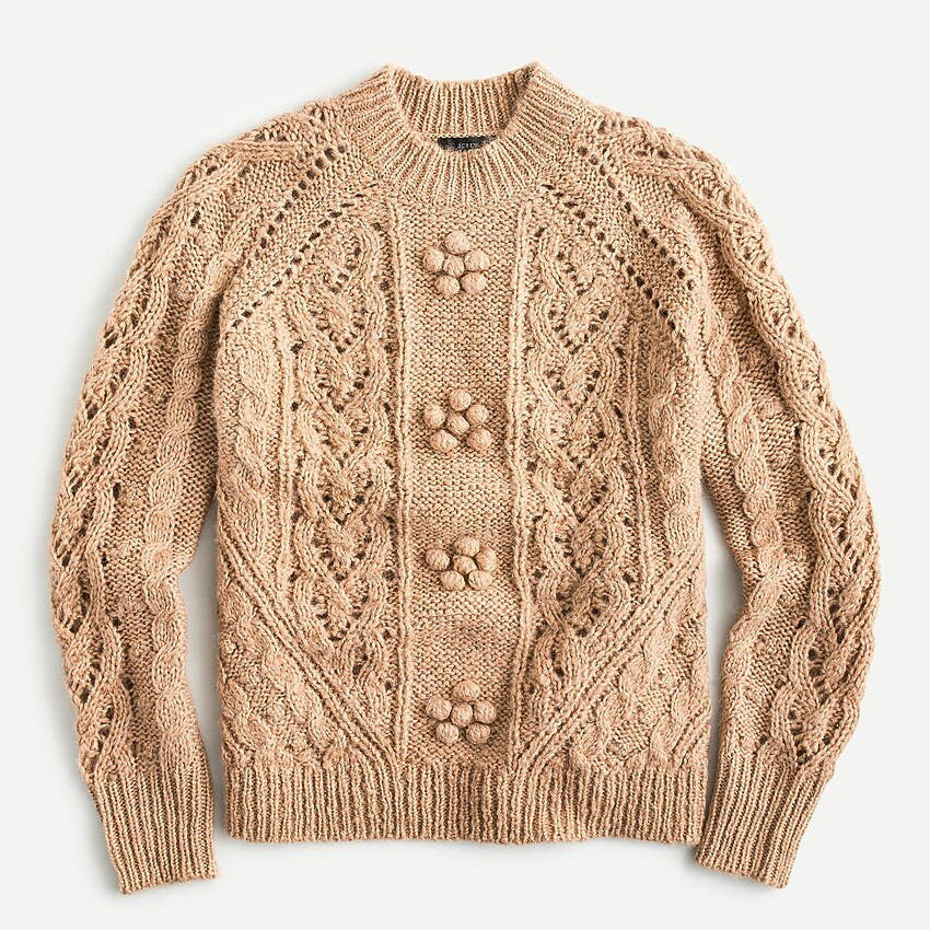 Cable-knit pointelle sweater with popcorn flowers | J. Crew US