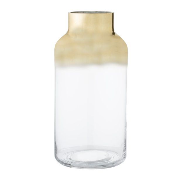 Bloomingville Round Glass Vase with Clear & Gold Finish | Walmart (US)