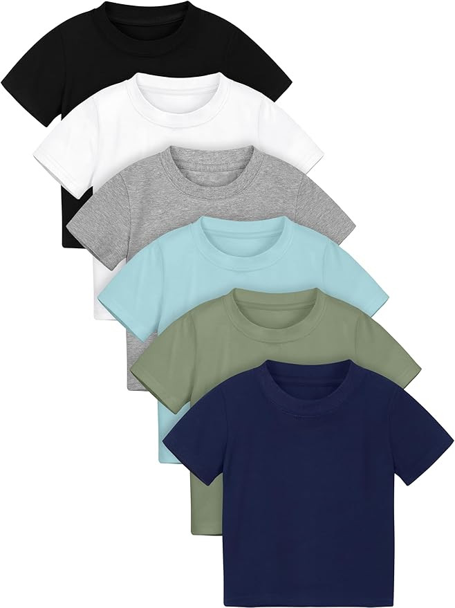 Poroka 6 Pack Baby Toddler Boys Solid Short-Sleeve Tee Shirts Infant Cotton T-Shirt with Crew Nec... | Amazon (US)