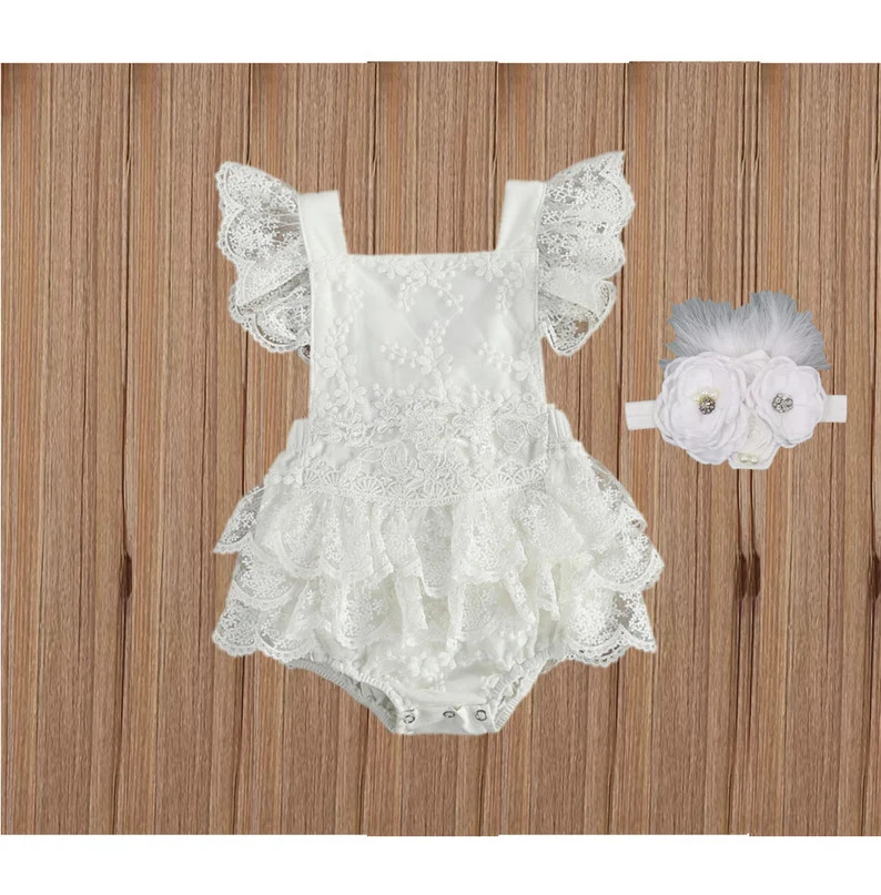 White Lace First Second Birthday Dress Romper Toddler Bohemian | Etsy | Etsy (US)