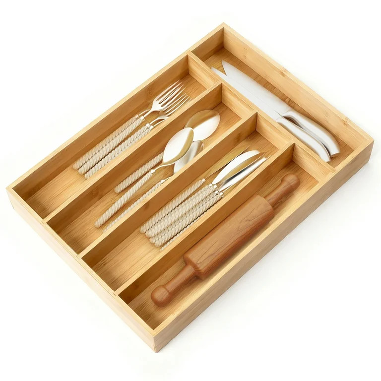 GARITIN Silverware Organizer Kitchen Drawer Organizer Utensil Organizer Bamboo Silverware Holder ... | Walmart (US)