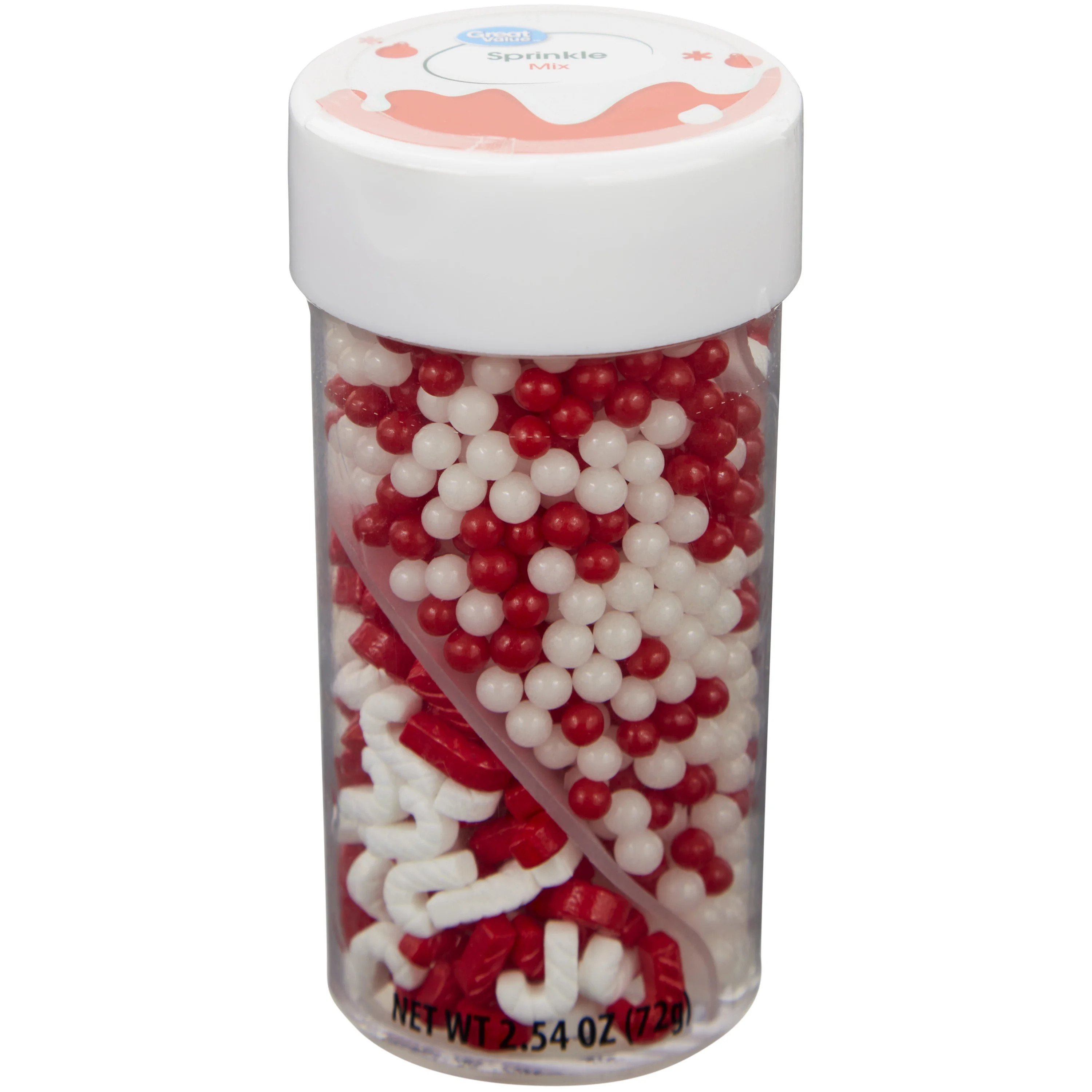 Great Value Christmas Candy Cane and Nonpareils Sprinkles Twist Bottle, Red and White, 2.54 oz. | Walmart (US)