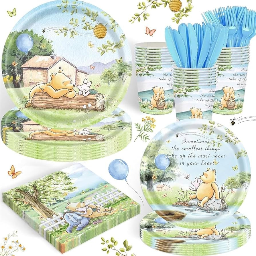 120PCS Winnie Baby Shower Party Supplies Babyshower 1st Party Decorations for Kids Girls Birthday... | Amazon (US)
