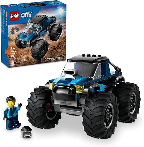 LEGO City Blue Monster Truck Off-Road Toy Playset with a Driver Minifigure, Imaginative Toys for ... | Amazon (US)