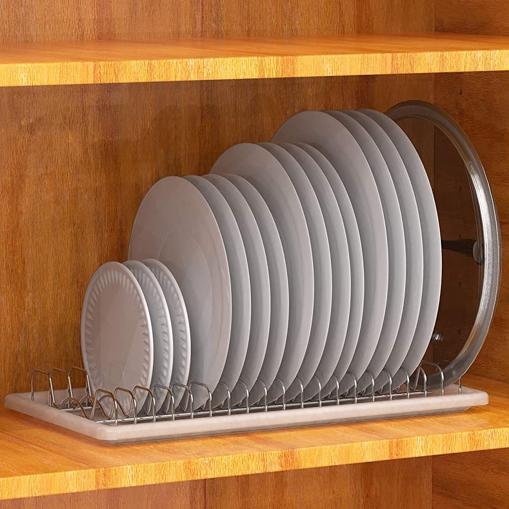 Simple Houseware Plate Drying Rack with Drainboard, Chrome | Amazon (US)