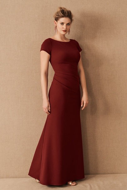 maroon gown for wedding sponsor