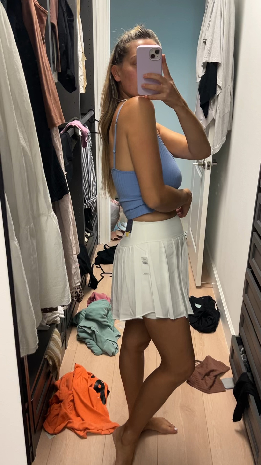 Real life closet to a mom of three! 50% off activewear at Old Navy. Loving this skort. Grabbing a few colors right now. In a small. TTS and comfy! 

White skirt, activewear, Athleisure, mom outfit, what to wear, stay at home mom 

#LTKFitness #LTKActive #LTKSaleAlert