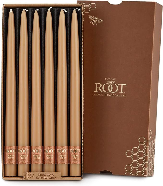 Root Candles 7225 Smooth Hand-Dipped 12-Inch Dinner Candles, 12-Count, Beeswax | Amazon (US)