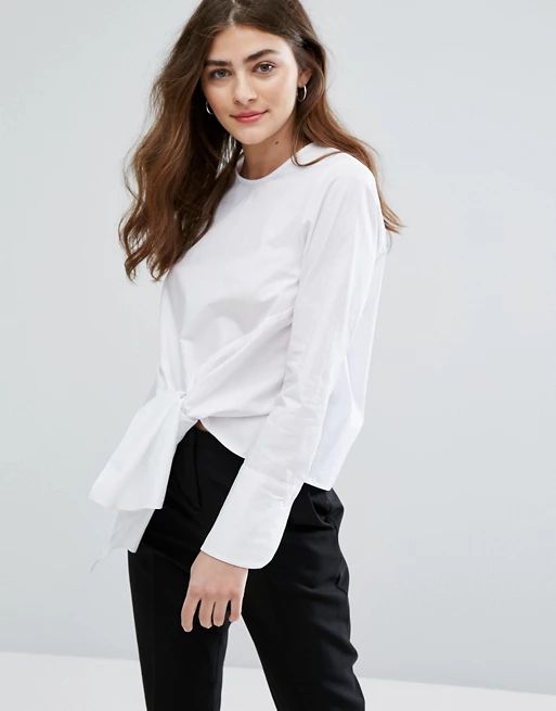 Camisa sin cuello con lazo en un lateral de New Look | Asos ES